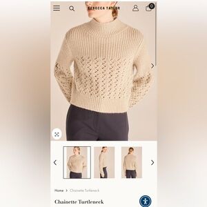 Rebecca Taylor Chainette Turtleneck Wool & Alpaca-Blend Crop Sweater